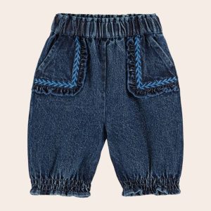 Pantalon - Brodé denim bleu