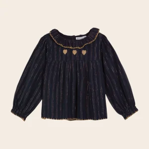 Blouse - Brodé lurex bleu nuit