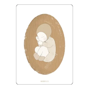 Carte " Bébé " Ocre et Rayures - Papier Poétic