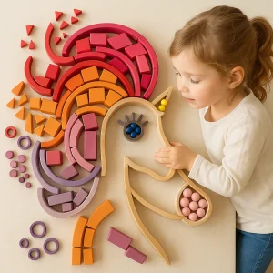 Plaisir Créatif - Blocs de Construction en Bois Colorés