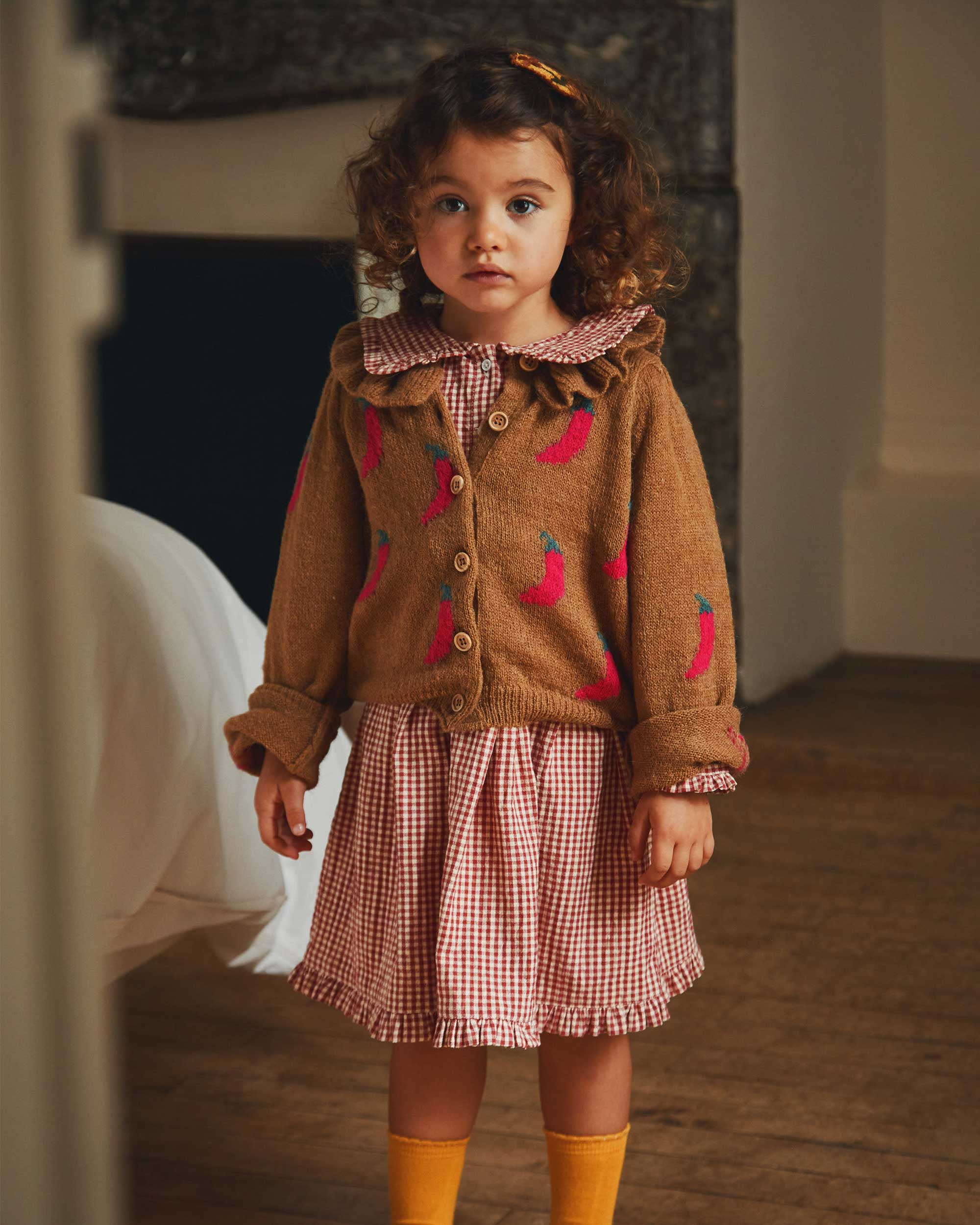 Cardigan fille - Collerette piment marron – Image 2