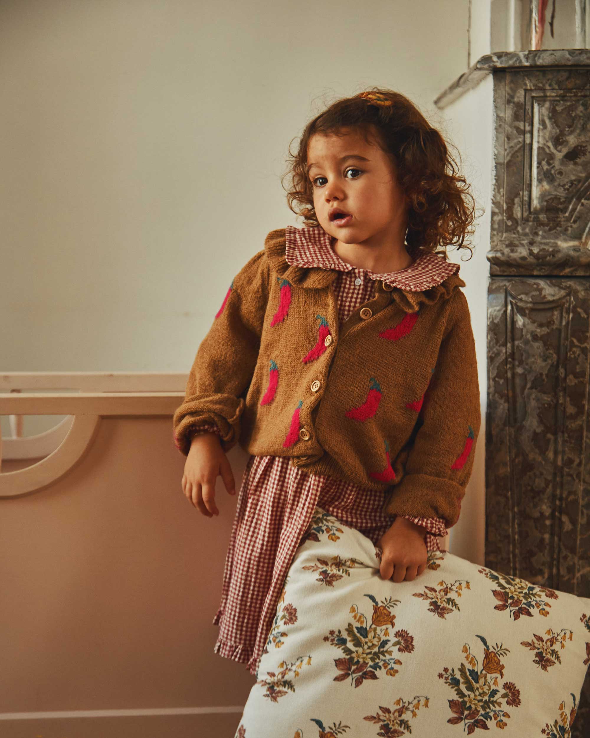 Cardigan fille - Collerette piment marron – Image 3