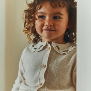 Cardigan - Col crochet merinos écru