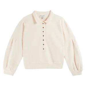 Sweat - Boutonné coton bio crème