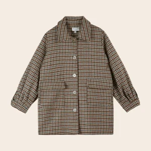 Manteau - 3/4 pied de coq beige et marron