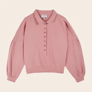 Sweat - Boutonné coton bio rose