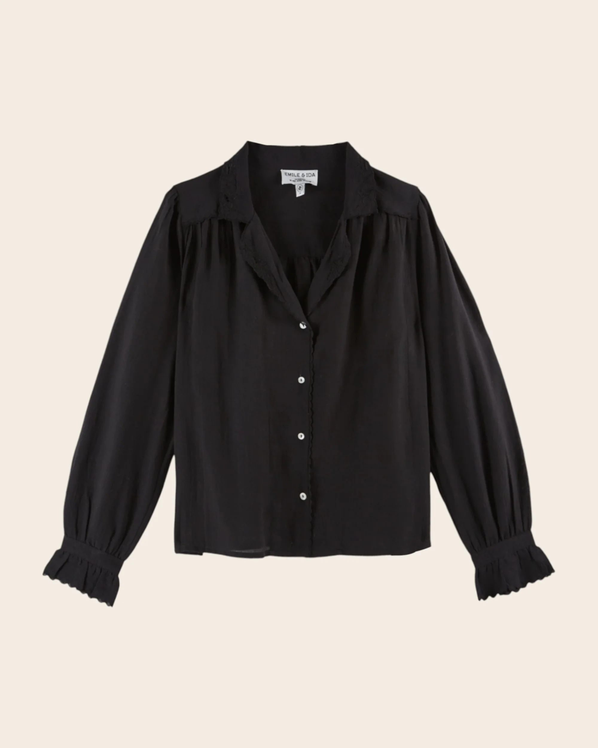 Blouse - Brodé en coton noir – Image 2