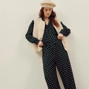 Blouse - Col V pois noir