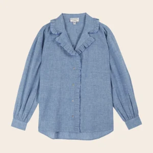 Blouse - Volanté chambray bleu chiné