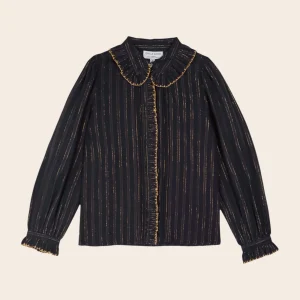 Blouse - Lurex à perles bleu marine