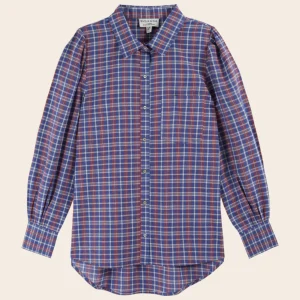 Chemise - Khadi à carreaux bleu et rouge