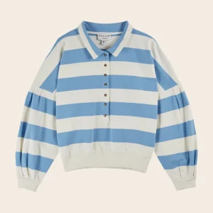 Sweat - Boutonné à rayures coton bio écru