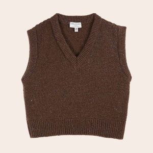 Pull - Sans manches en laine marron