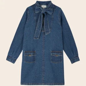 Robe - Col lavalière denim