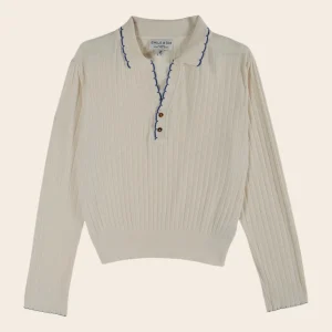 Polo pointelle modal crème