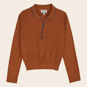 Polo pointelle modal caramel