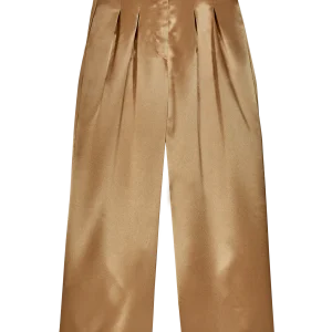 Pantalon - Taille haute satiné doré