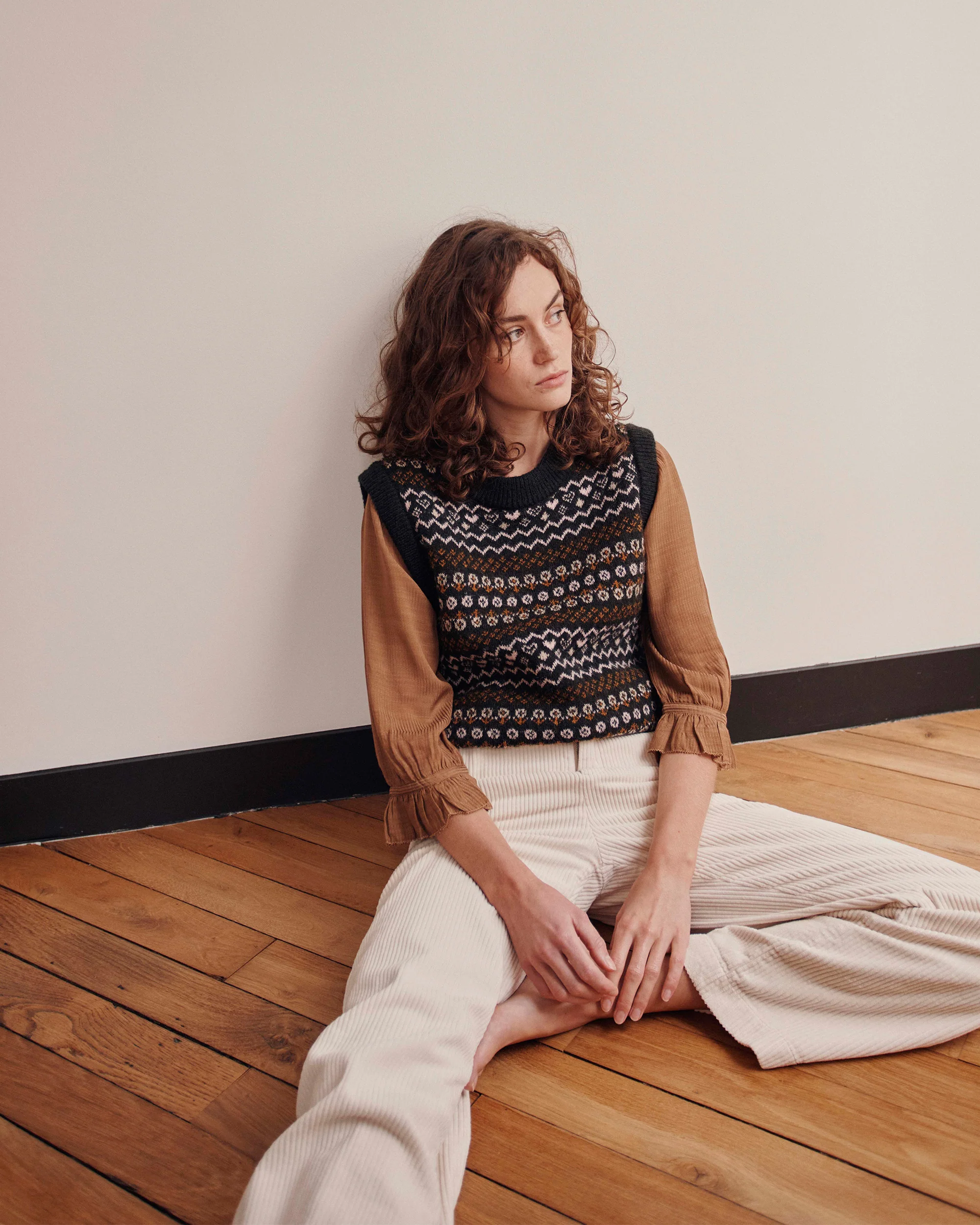 Pantalon - Ample Velours écru – Image 4