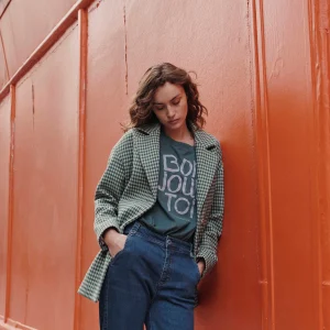 Manteau - Laine vichy vert