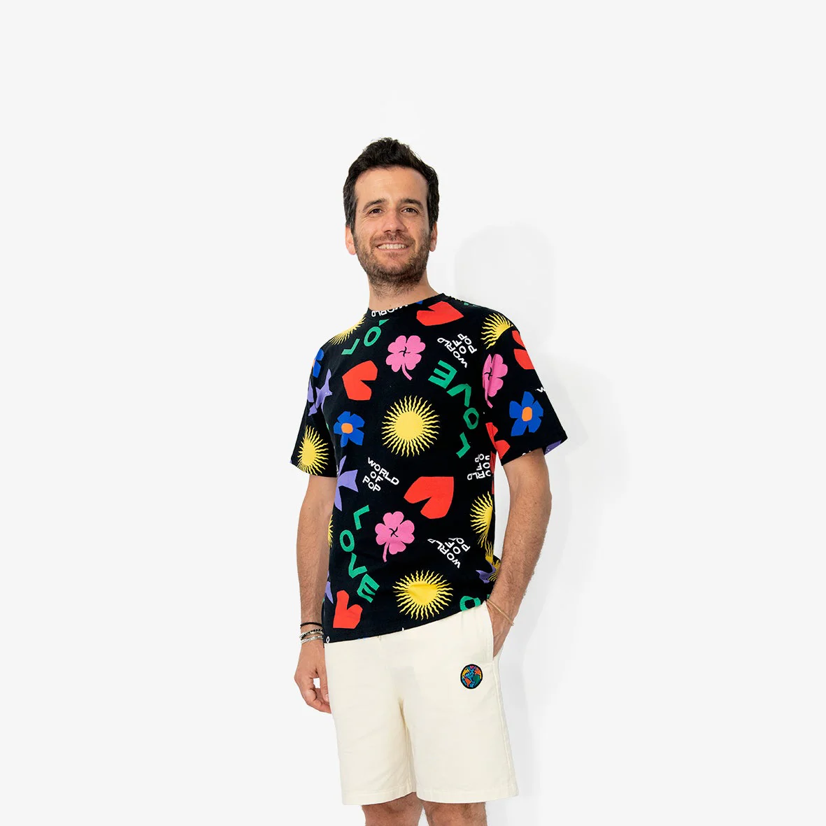 T-shirt noir "Symboles" en coton bio pour adultes – Image 2