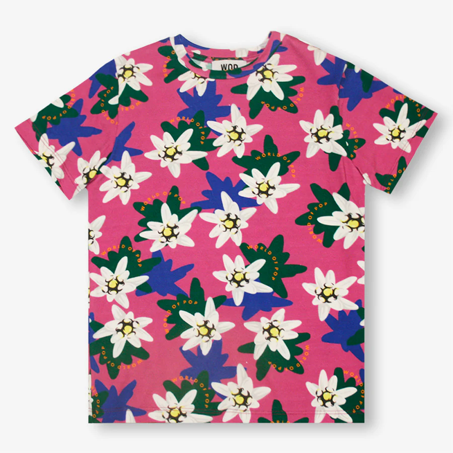 T-shirt fuschia imprimé "Edelweiss" en coton bio pour enfants – Image 3