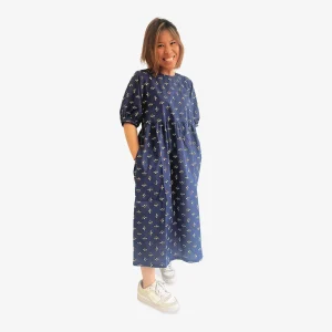 Robe imprimée "Bee Lovers" manches bouffantes en popeline de coton