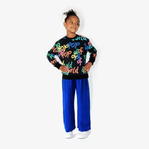 Pantalon bleu "Planète Iconique"  pour enfant en Viscose Ecovero