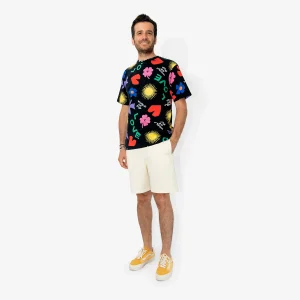 Short badge planete iconique en coton bio