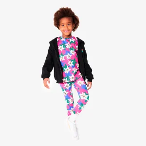 Legging fuschia imprimé "Edelweiss" en jersey bio pour enfants