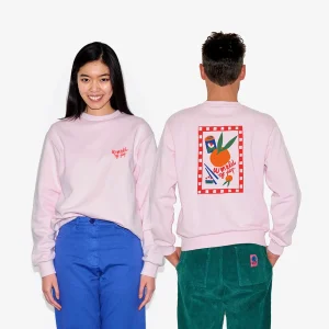 Sweatshirt devant dos rose "Food Lovers" pour adultes en coton bio