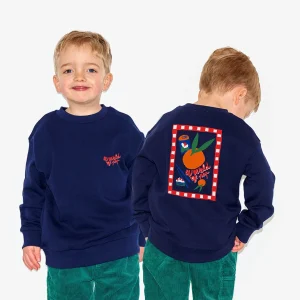 Sweatshirt devant dos bleu marine "Food Lover" en coton bio pour enfants