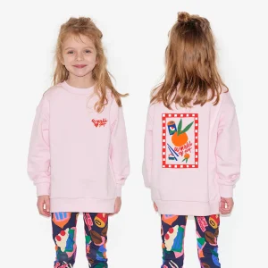 Sweatshirt devant dos rose "Food Lover" en coton bio pour enfants