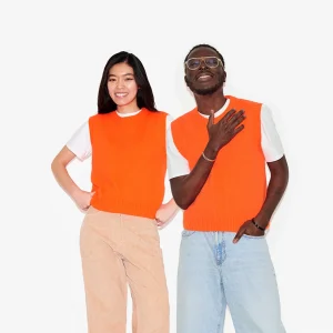 Pull orange sans manches fluffy pour adultes