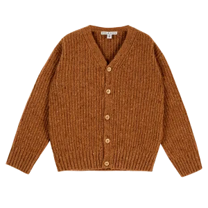 Cardigan enfant - Laine recyclée caramel