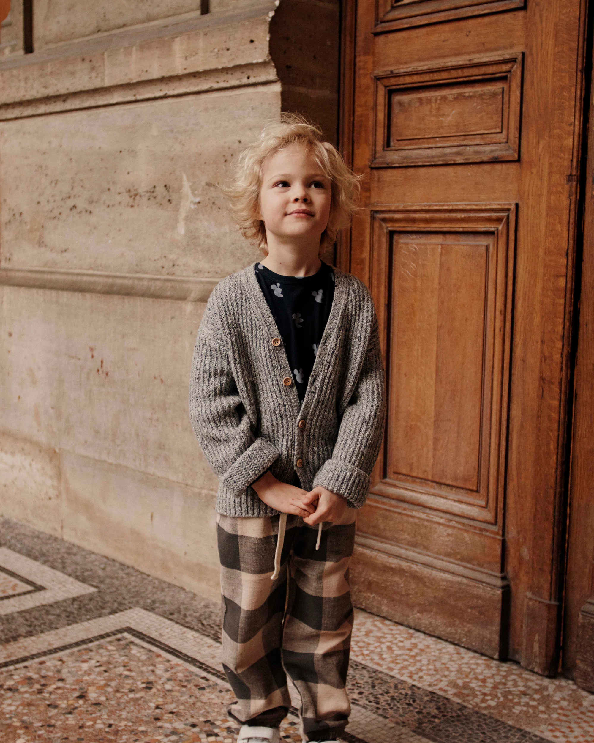Cardigan enfant - Laine recyclée gris – Image 3