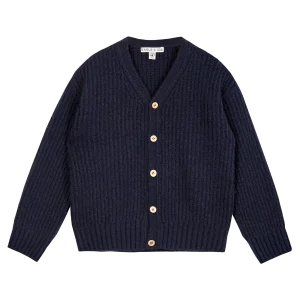 Cardigan enfant - Laine recyclée marine