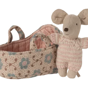 Bébé souris dans son couffin - Rose