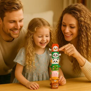 Jeu de Construction Montessori Pédagogique avec Animaux à Empiler