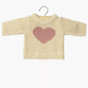 Pull coeur en tricot pour poupée