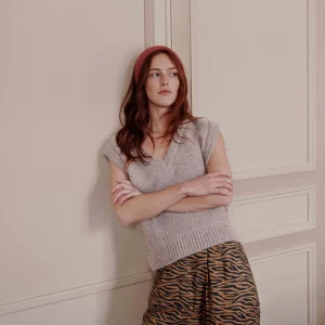 Pull sans manches - Laine argile