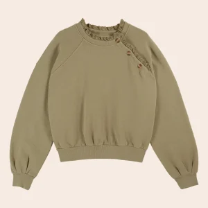 Sweat - Broderie anglaise coton bio kaki
