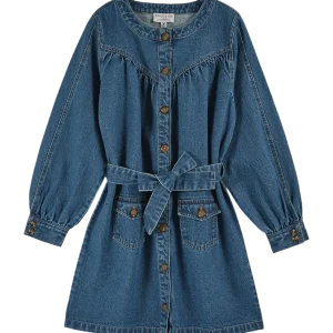 Robe - En coton denim bleu