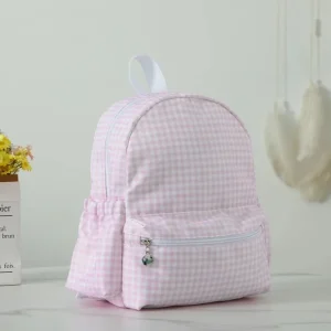 Sac à dos enfant à carreaux rose
