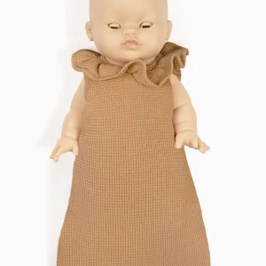 Turbulette à colerette en maille nid d’abeille cassonade