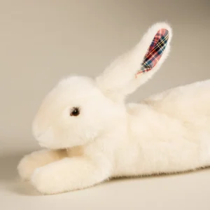Lapin en Peluche Martin Beige Ecossais
