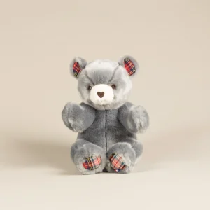 Peluche Petit Ours Robert Bleu Gris Ecossais