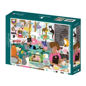 Puzzle 1000p My happy place is in the cat café - Pieces and Peace
