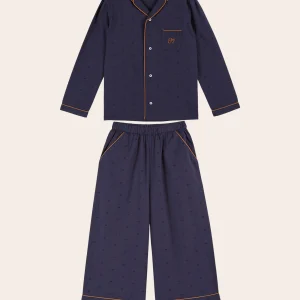 Pyjama fille - Coeurs brodés navy
